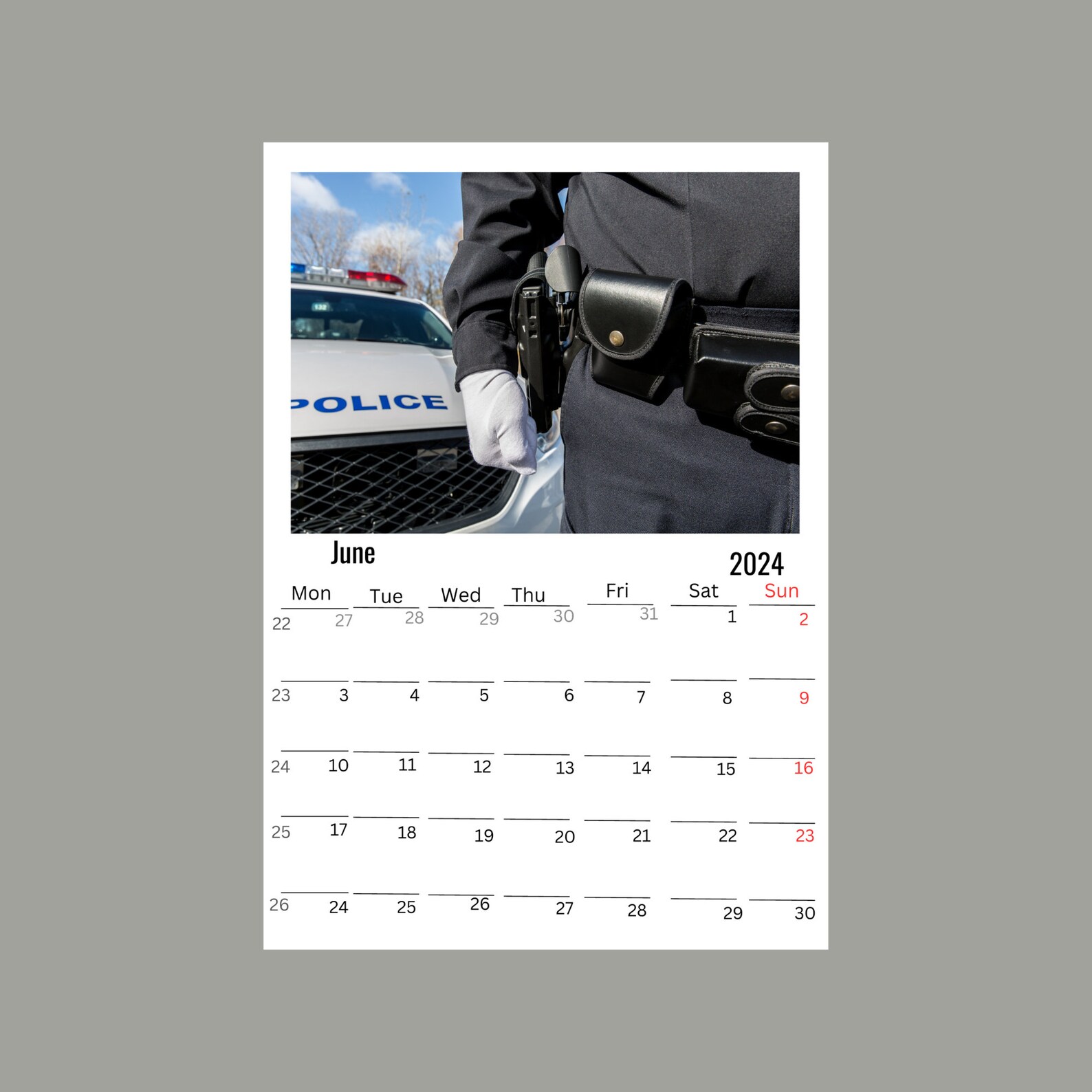 Police Officer Wall Calendar 2025 Etsy