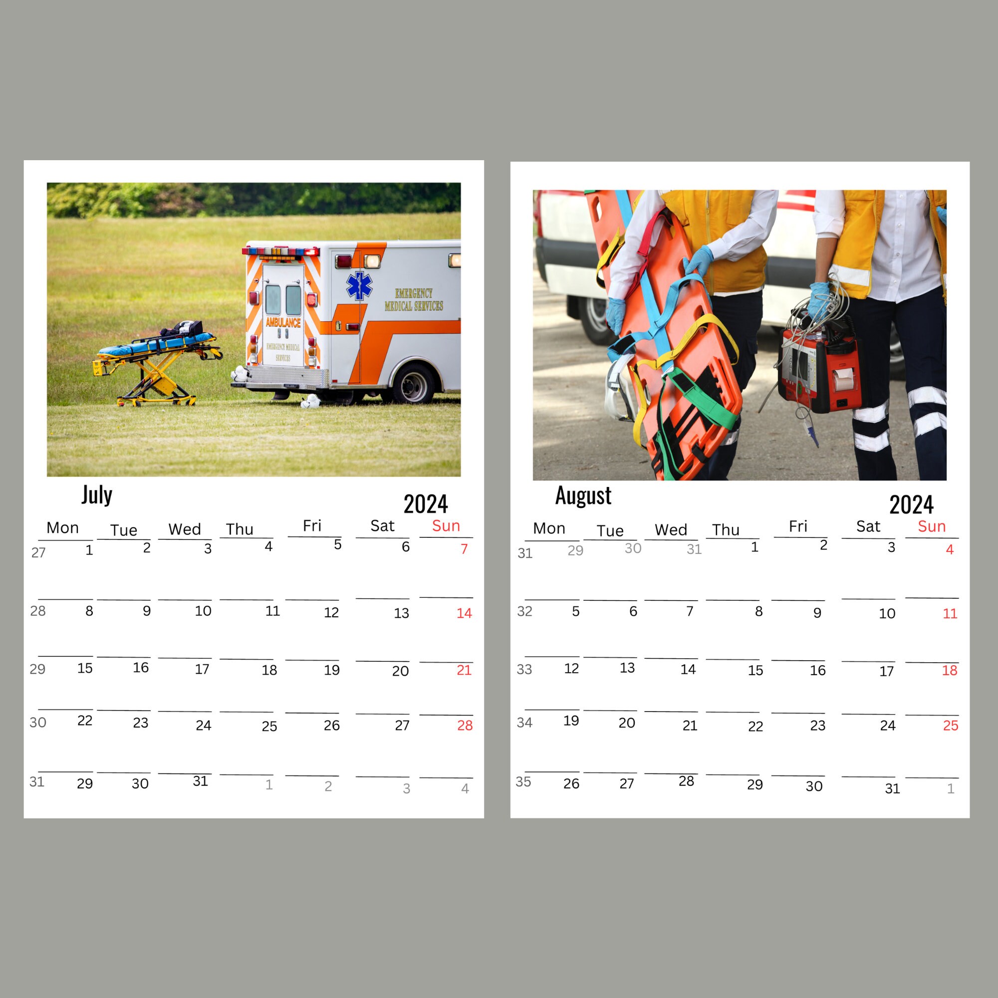 Paramedic Wall Calendar 2024 Etsy