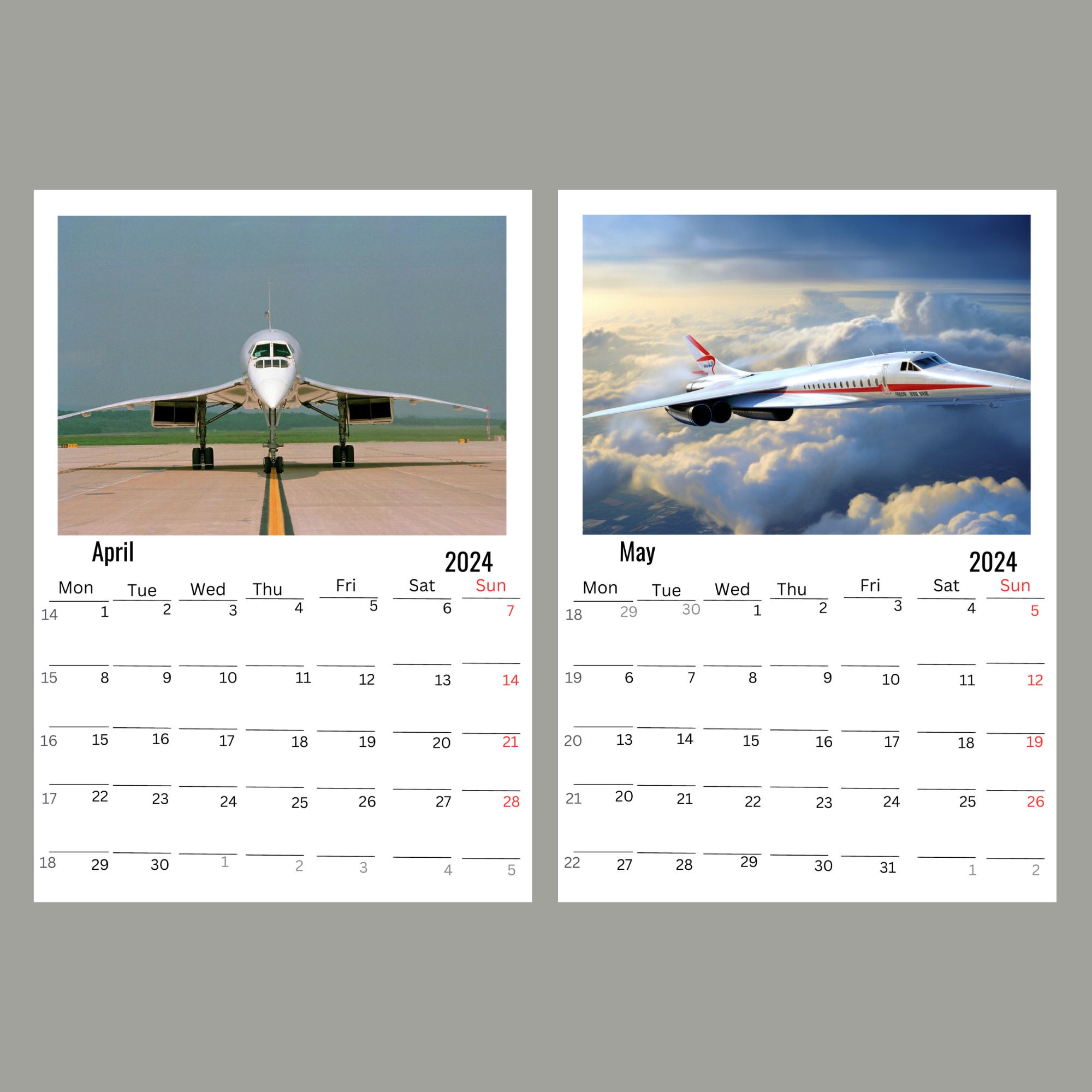 Concorde Wall Calendar 2024 Etsy
