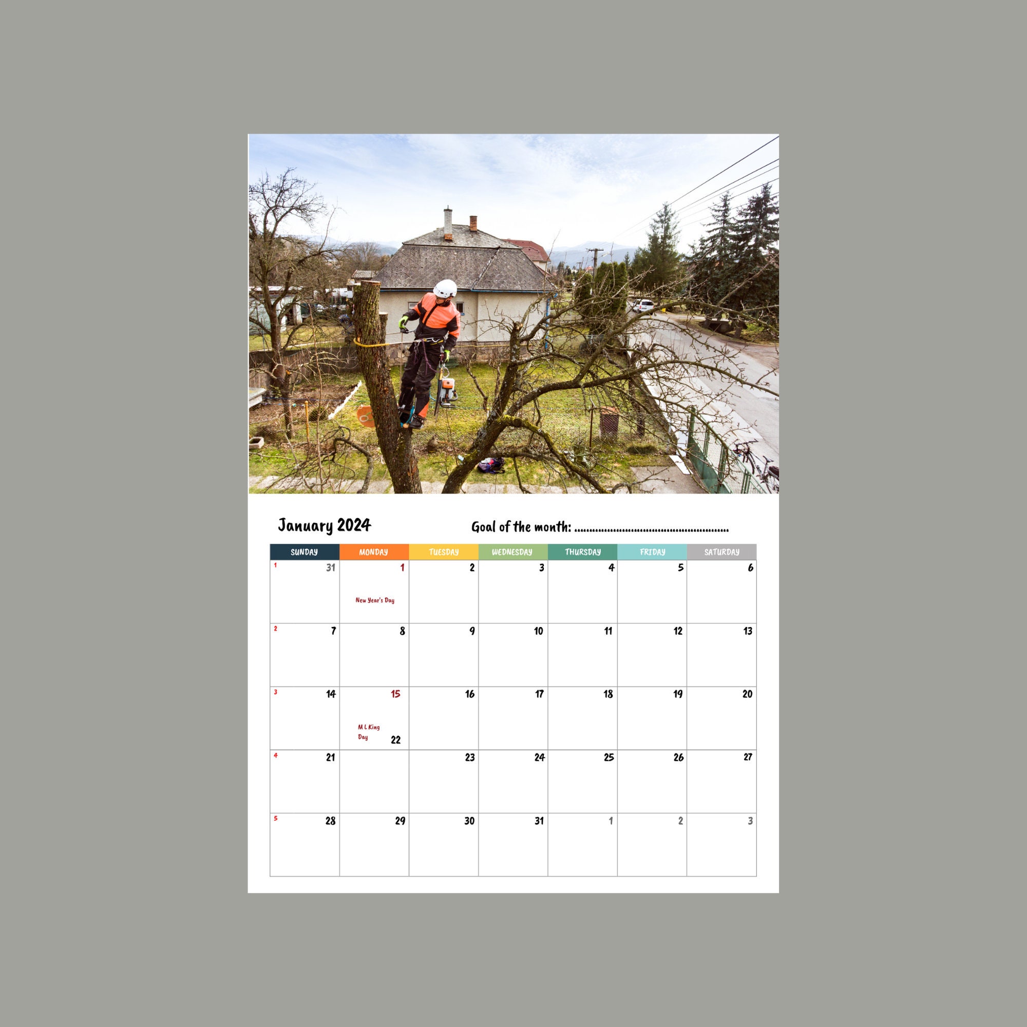 Lumberjack Wall Calendar 2024 Etsy