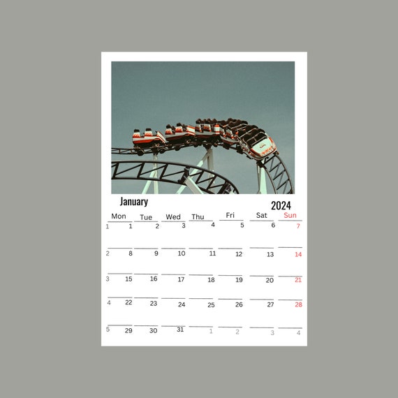 Roller Coaster Wall Calendar 2024 - Etsy