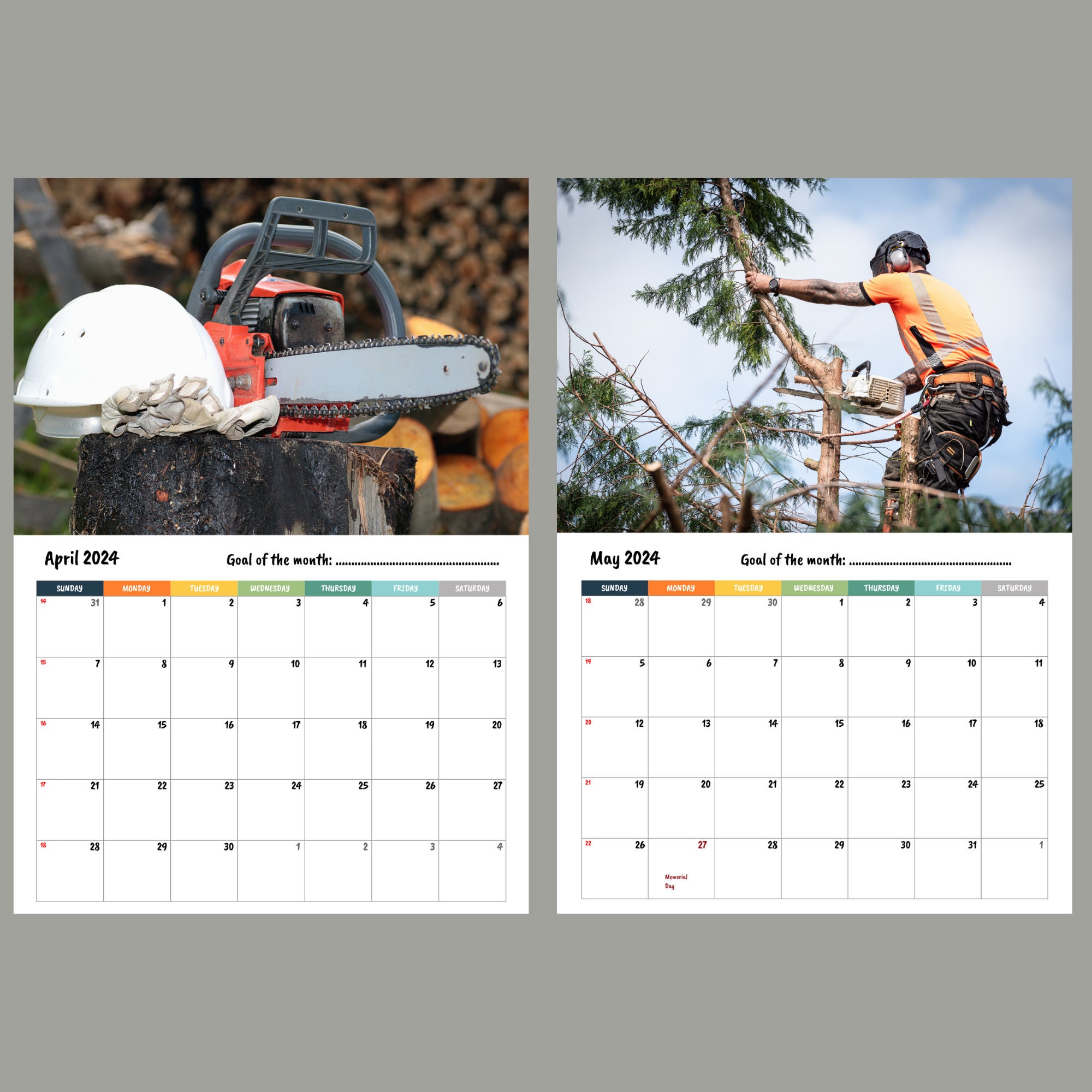 Lumberjack Wall Calendar 2024 Etsy
