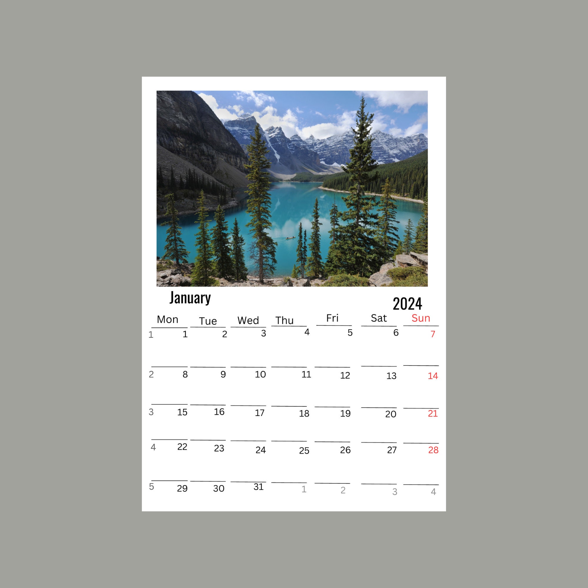 Banff National Park Wall Calendar 2024 Etsy