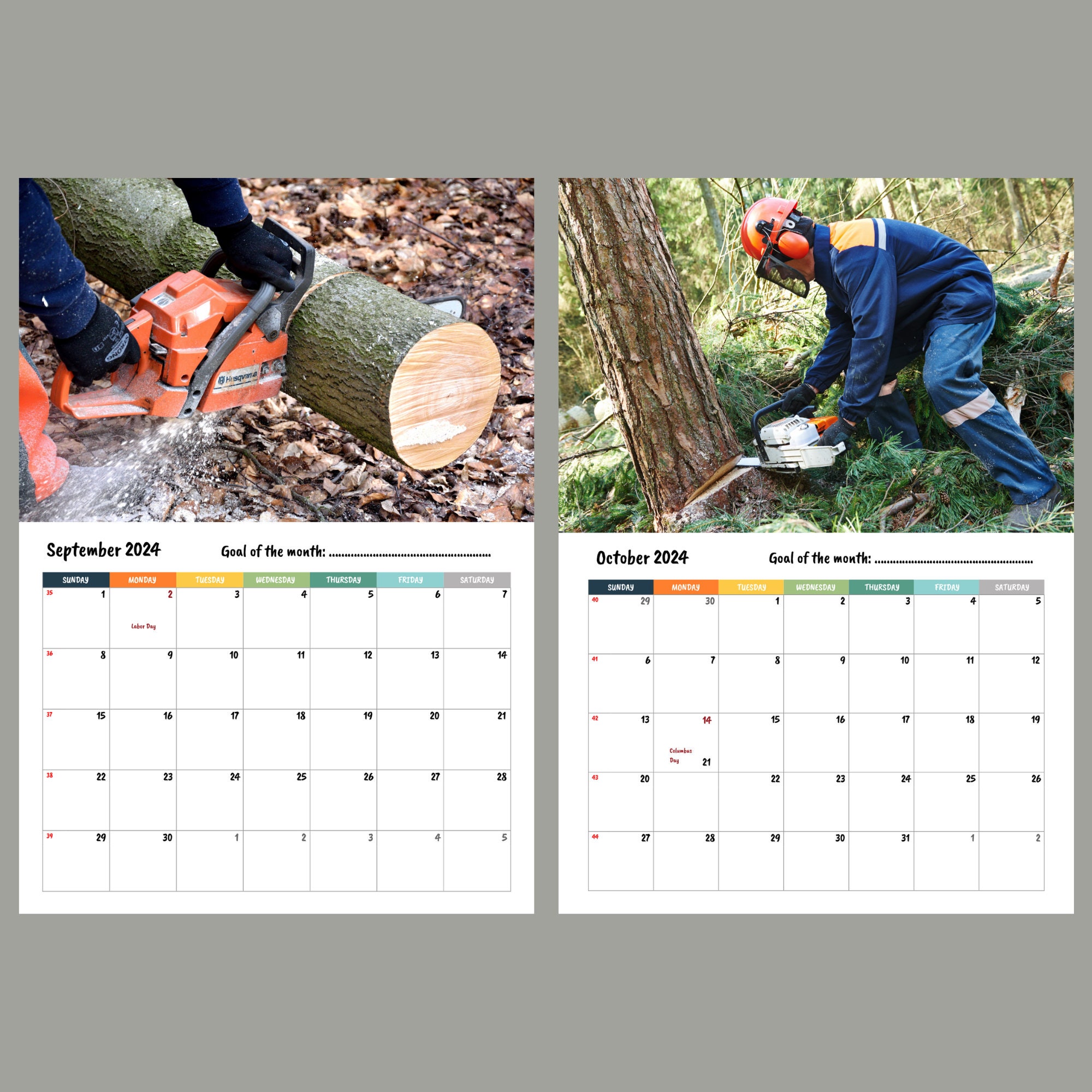 Lumberjack Wall Calendar 2024 Etsy