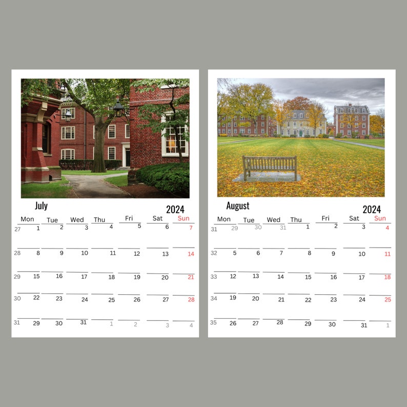 Harvard University Wall Calendar 2024 Etsy