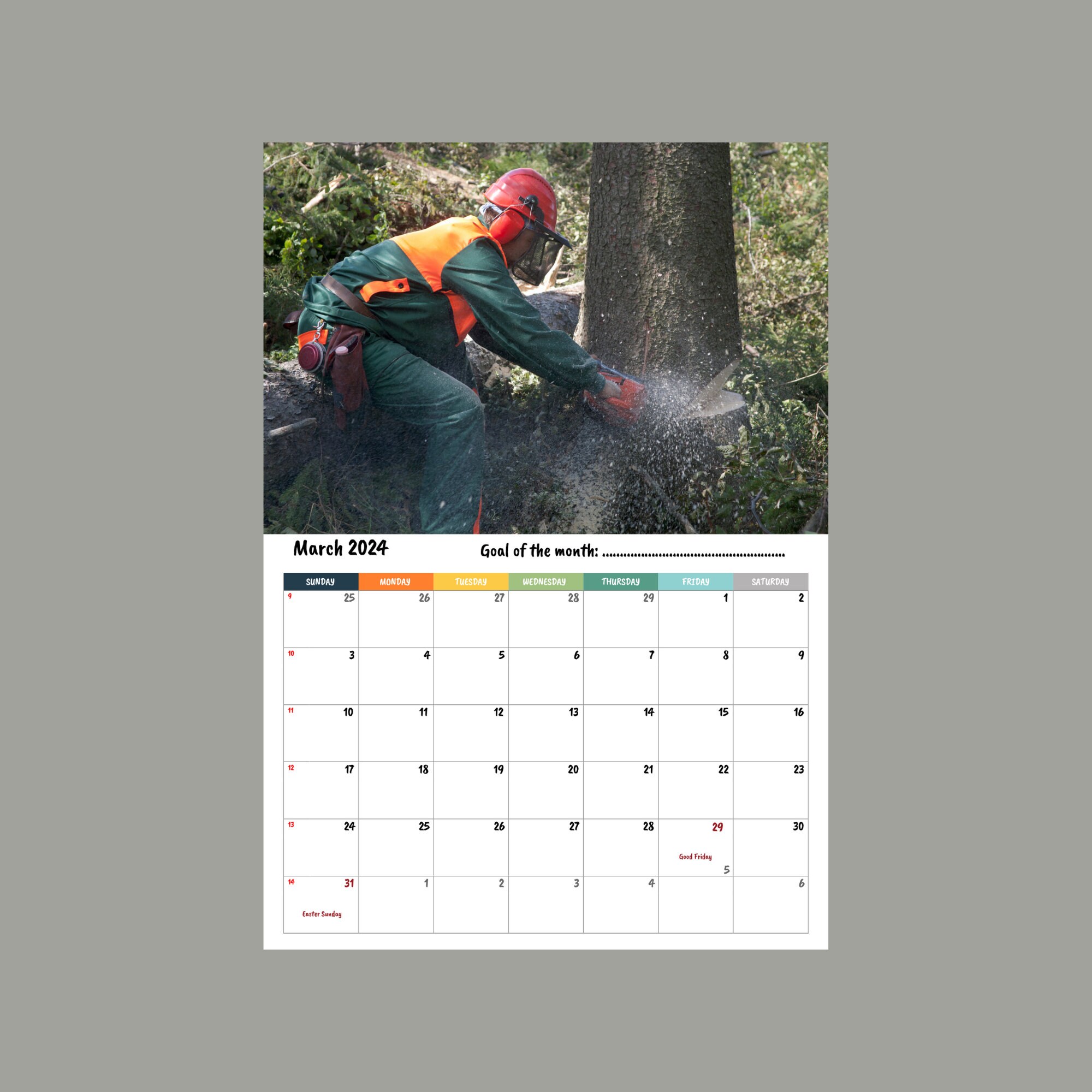 Lumberjack Wall Calendar 2024 Etsy
