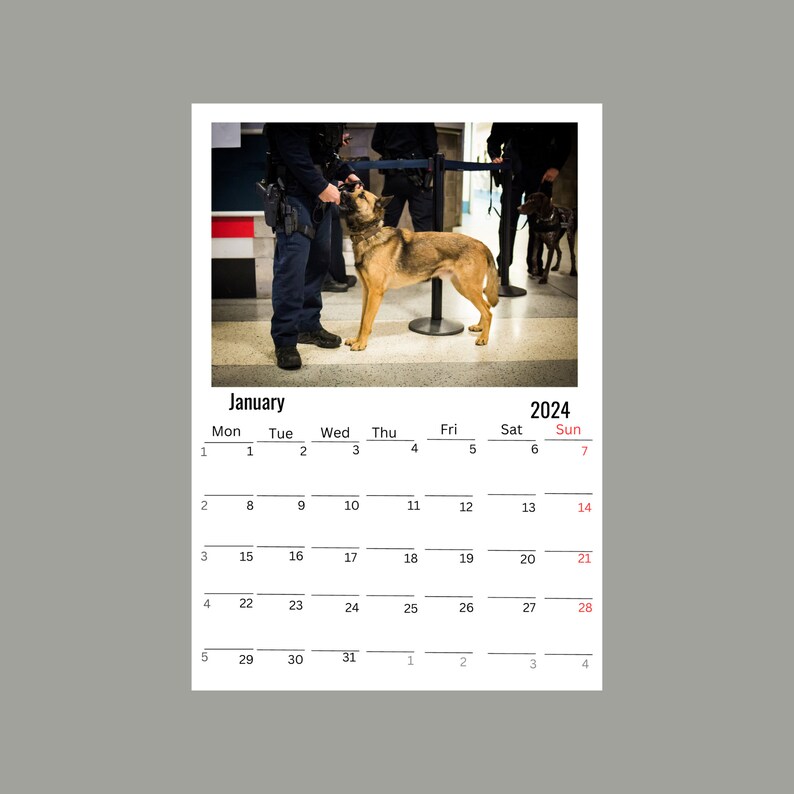 Police Officer Wall Calendar 2024 Etsy