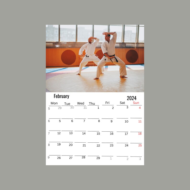 Karate Wall Calendar 2024 Etsy