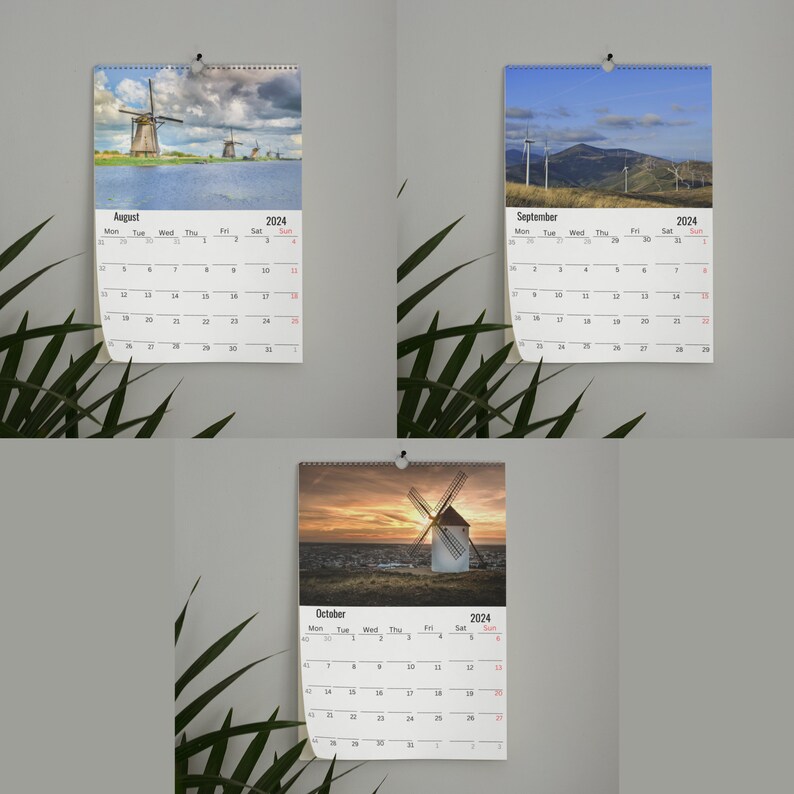 Windmill Wall Calendar 2024 Etsy