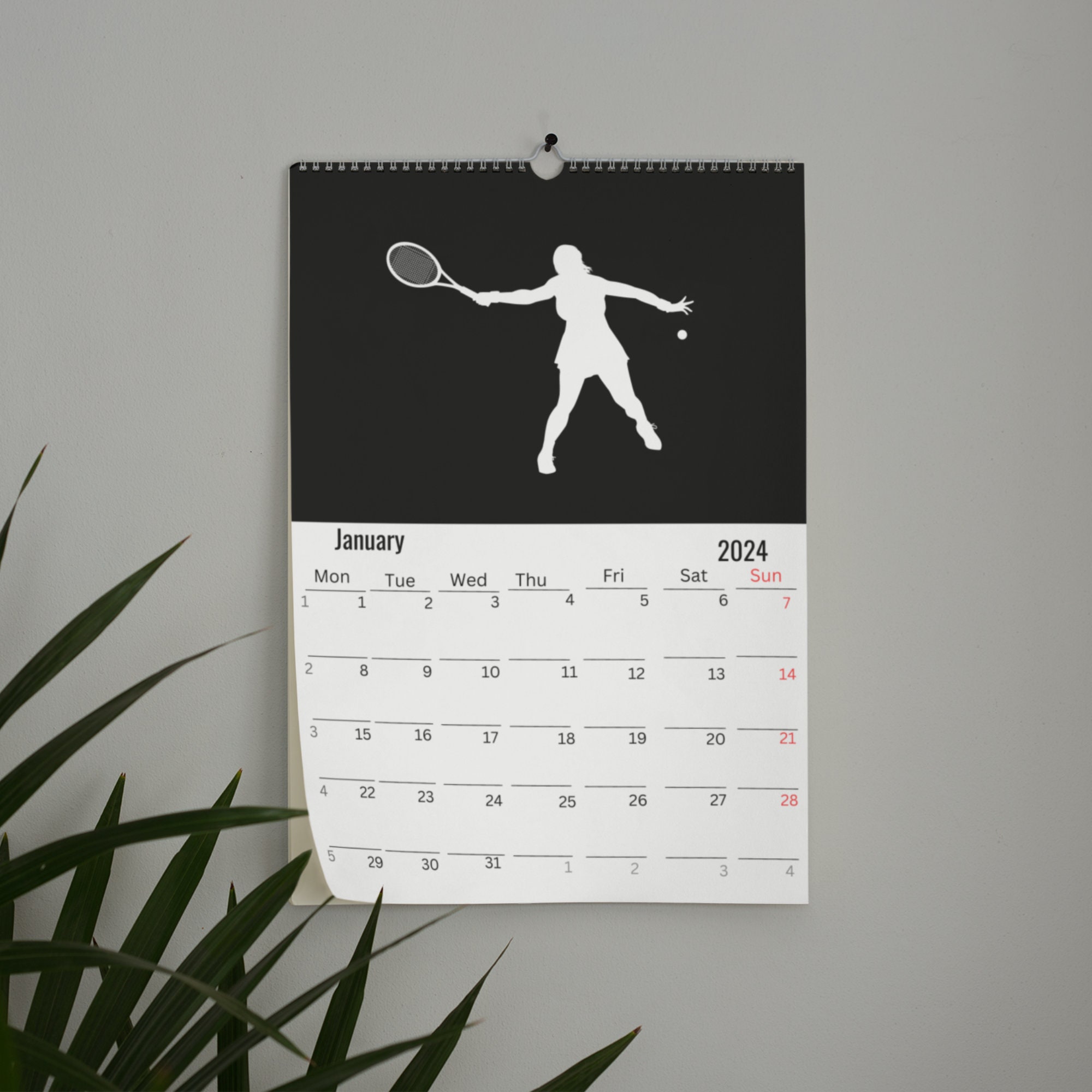Tennis Wall Calendar 2024 Etsy