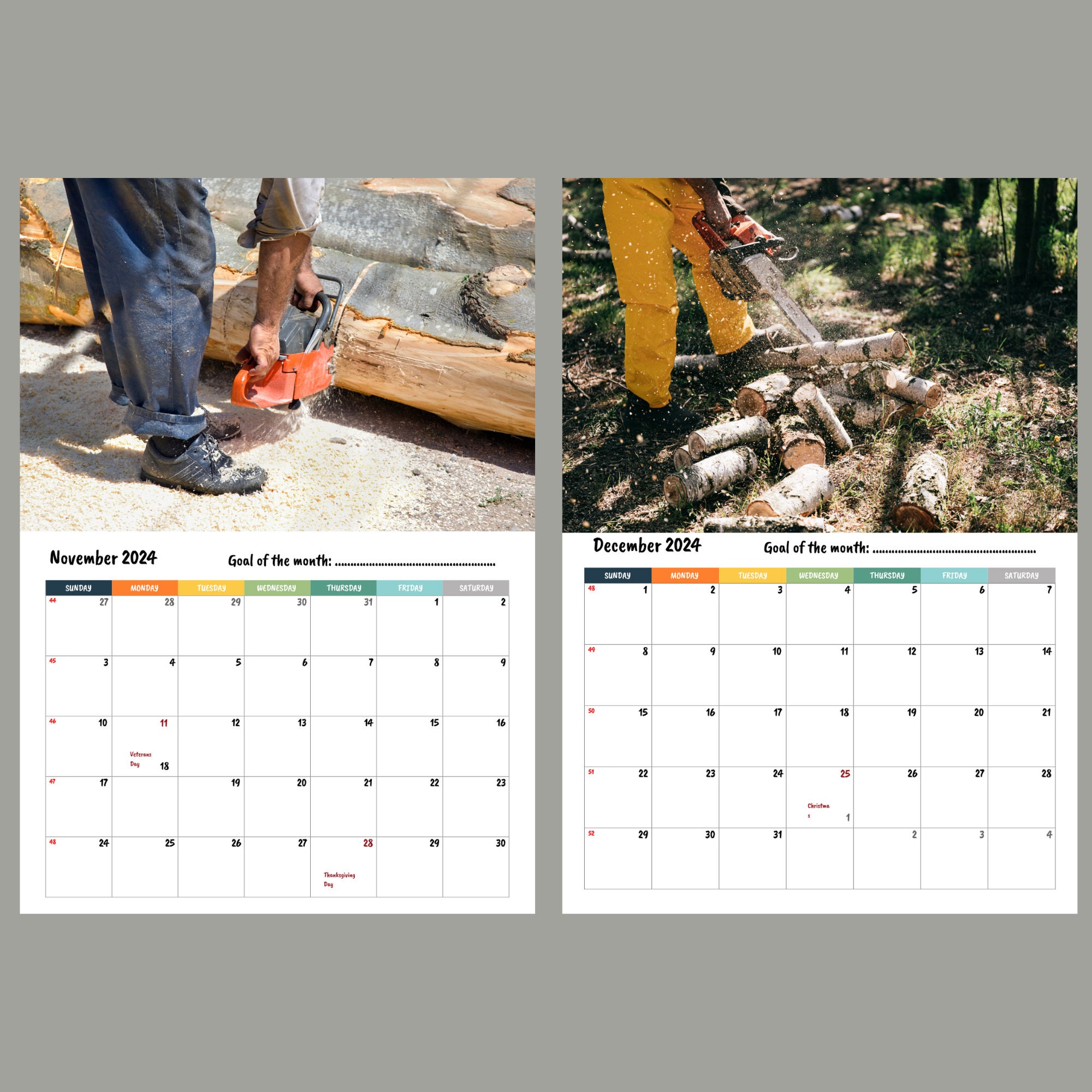 Lumberjack Wall Calendar 2024 Etsy