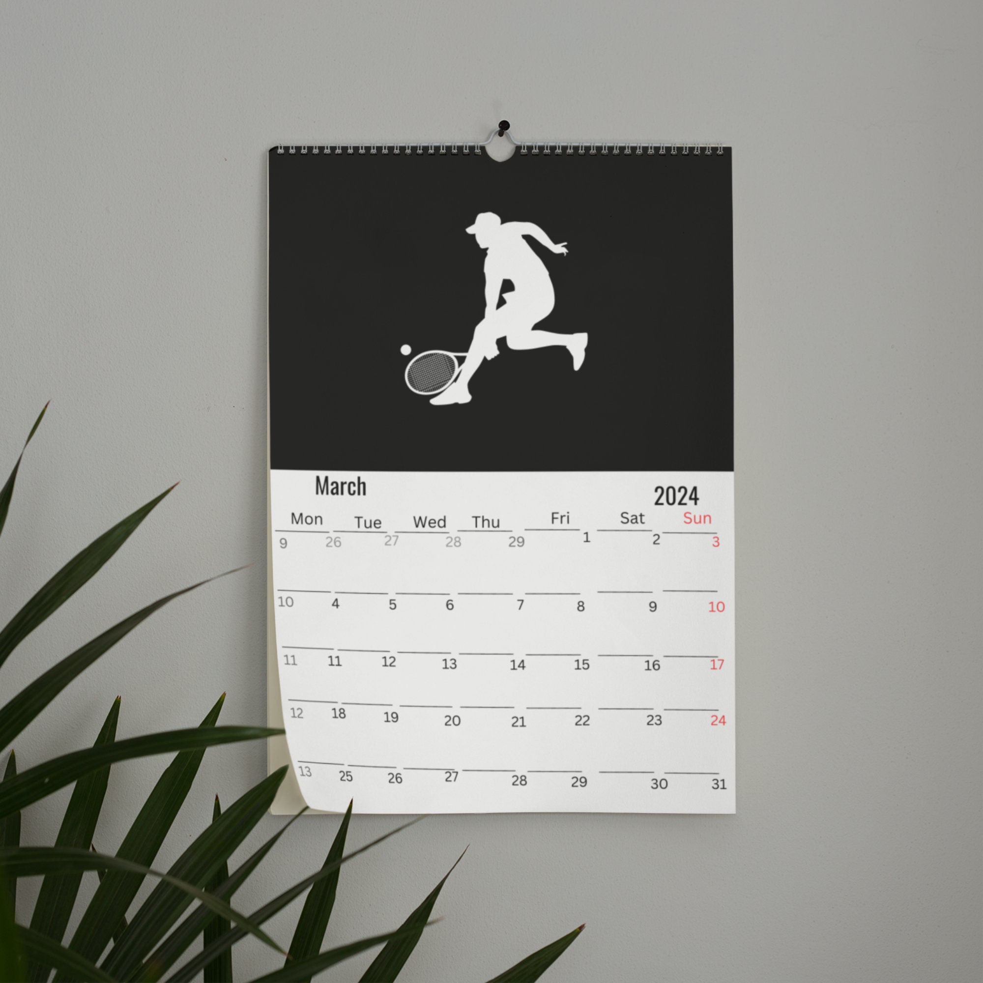 Tennis Wall Calendar 2024 Etsy