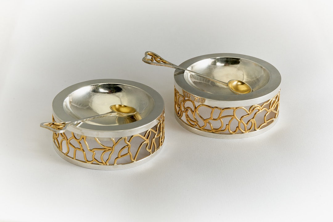 Hallmarked Sterling Silver Salt Dishes and Spoons Etsy