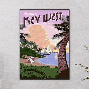 Key West Poster Print, Key West Travel Poster, Framed Key West Poster, Key West Canvas Print, Key West Wall Decor, Florida Canvas Print