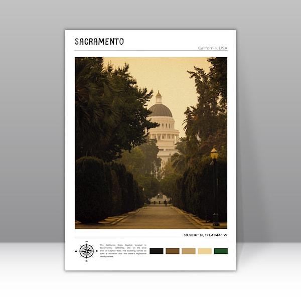 Sacramento Digital Download, Sacramento Poster Print, Sacramento Poster, Sacramento Print, Sacramento Travel Print, California Poster Print