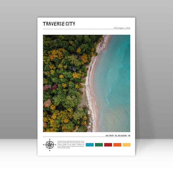 Traverse City Digital Download, Traverse City Poster Print, Traverse City Poster, Traverse City Print, Traverse City Travel Poster, Michigan