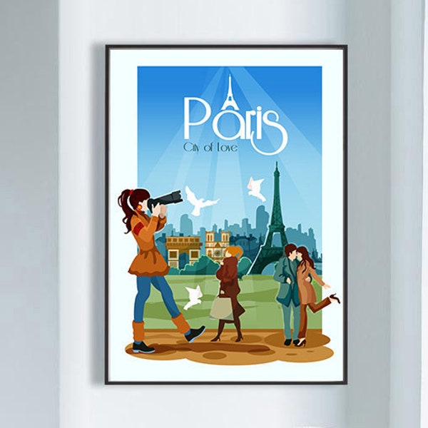 Paris Poster Print, Paris Travel Poster, Paris Print, Paris Poster, Paris Wall Decor,Framed Paris Poster,Paris Art Print,France Poster Print