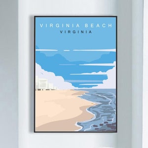 Virginia Beach Poster Print, Virginia Beach Travel Poster, Virginia Beach Print, Virginia Beach Wall Decor, Framed Virginia Poster