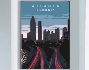 Georgia bulldog gifts Atlanta map art Atlanta realtor gift Atlanta skyline print state of Georgia housewarming gifts Atlanta art