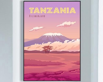 Kilimanjaro Poster Print, Kilimanjaro Travel Poster, Kilimanjaro Print, Kilimanjaro Poster, Kilimanjaro Wall Decor,Framed Kilimanjaro Poster