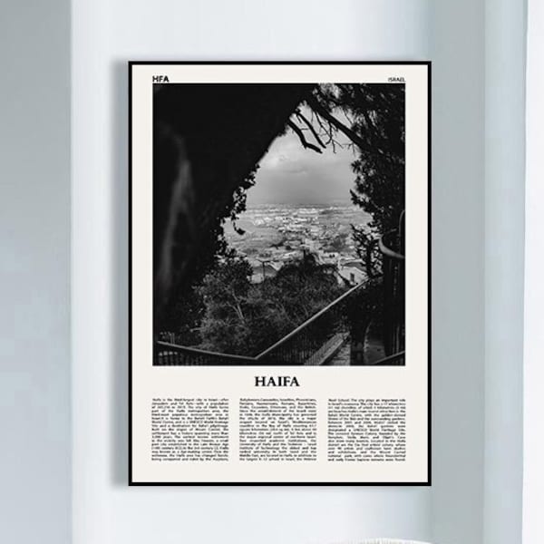 Haifa Print Black and White Downtown, Haifa Wall Art, Haifa Poster, Haifa Photo, Israel Print Black and White Downtown,Home Decor,Wall Decor