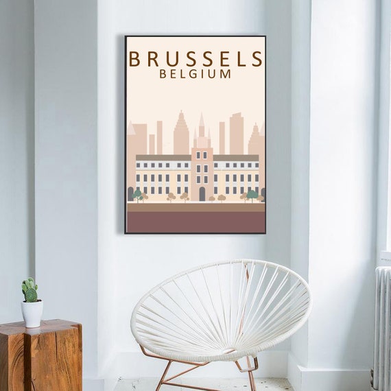 Brussels Poster Belgium Posters Vintage Travel Poster Etsy
