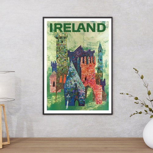 Dublin Retro Art Ireland Travel Decor Poster Wall Art Print Etsy