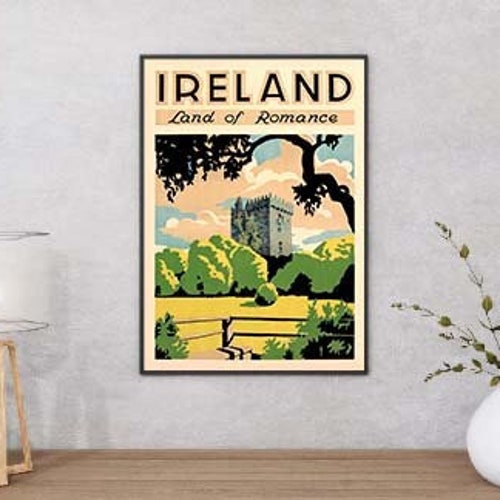 Dublin Retro Art Ireland Travel Decor Poster Wall Art Print Etsy