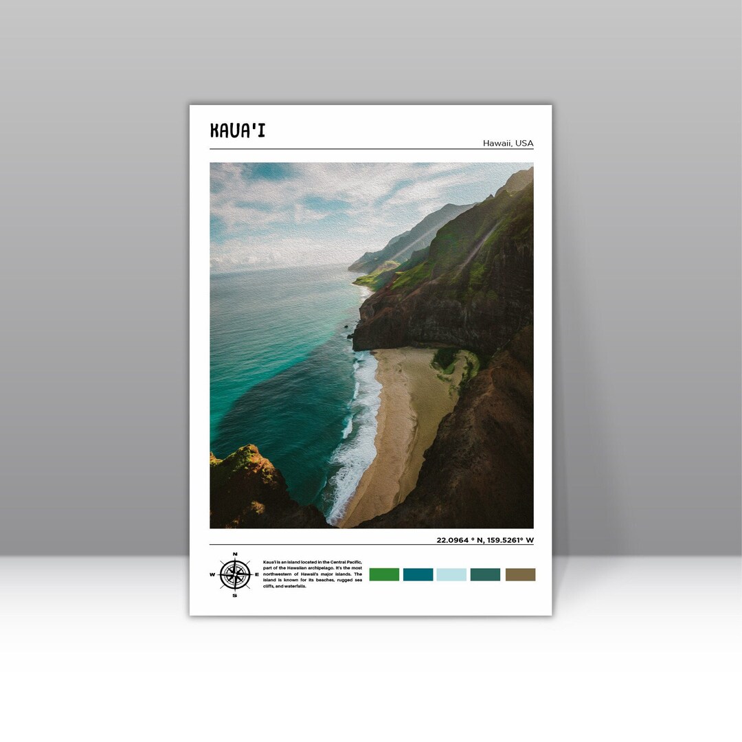 Kaua'i Digital Download, Kaua'i Poster Print, Kaua'i Poster, Kaua'i
