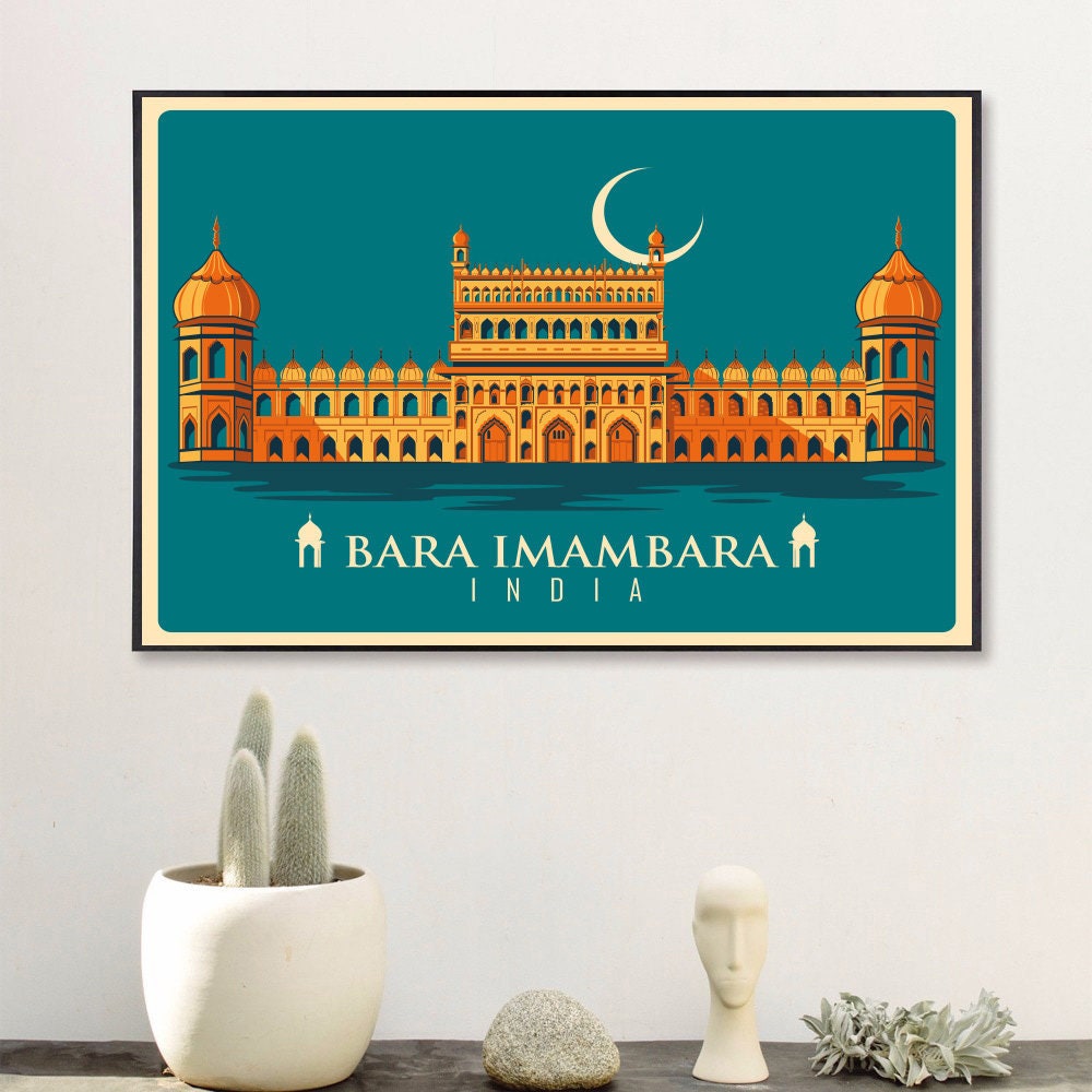 Vintage India Poster Vintage Bara Imambara Posters Travel - Etsy Vintage India Poster Vintage Bara Imambara Posters Travel - Etsy