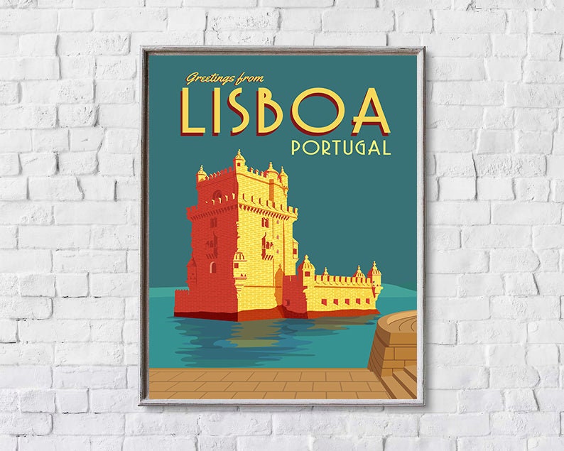 Lisboa Poster Portugal Posters Vintage Travel Poster Travel Etsy