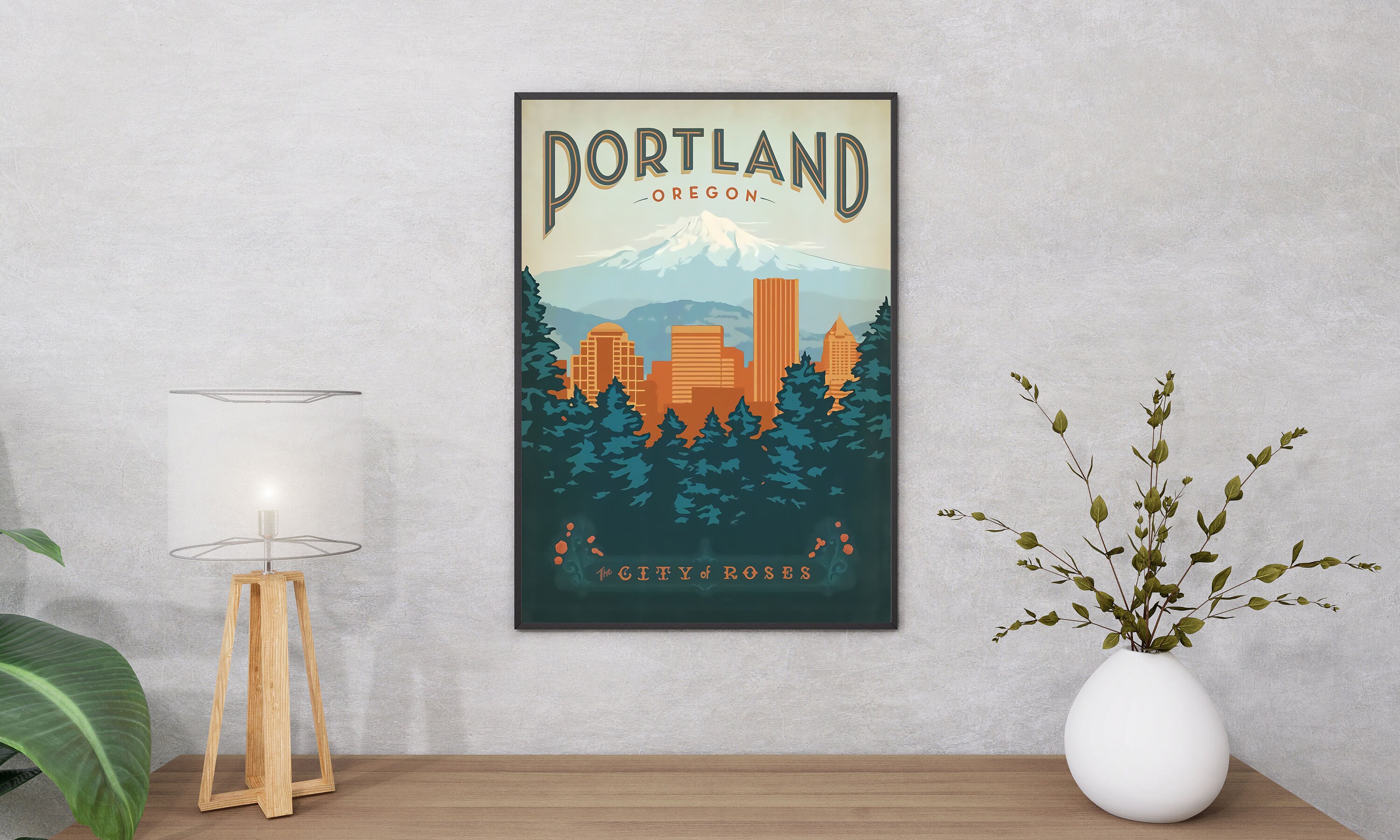 Portland Poster Oregon Poster Vintage Travel Poster Poster Etsy