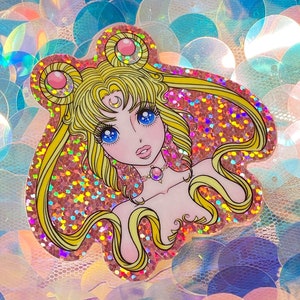 Sailor Moon Kawaii holographic sticker vintage magical girl manga style