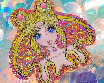 Naklejka holograficzna Sailor Moon Kawaii w stylu vintage magiczna dziewczyna w stylu manga