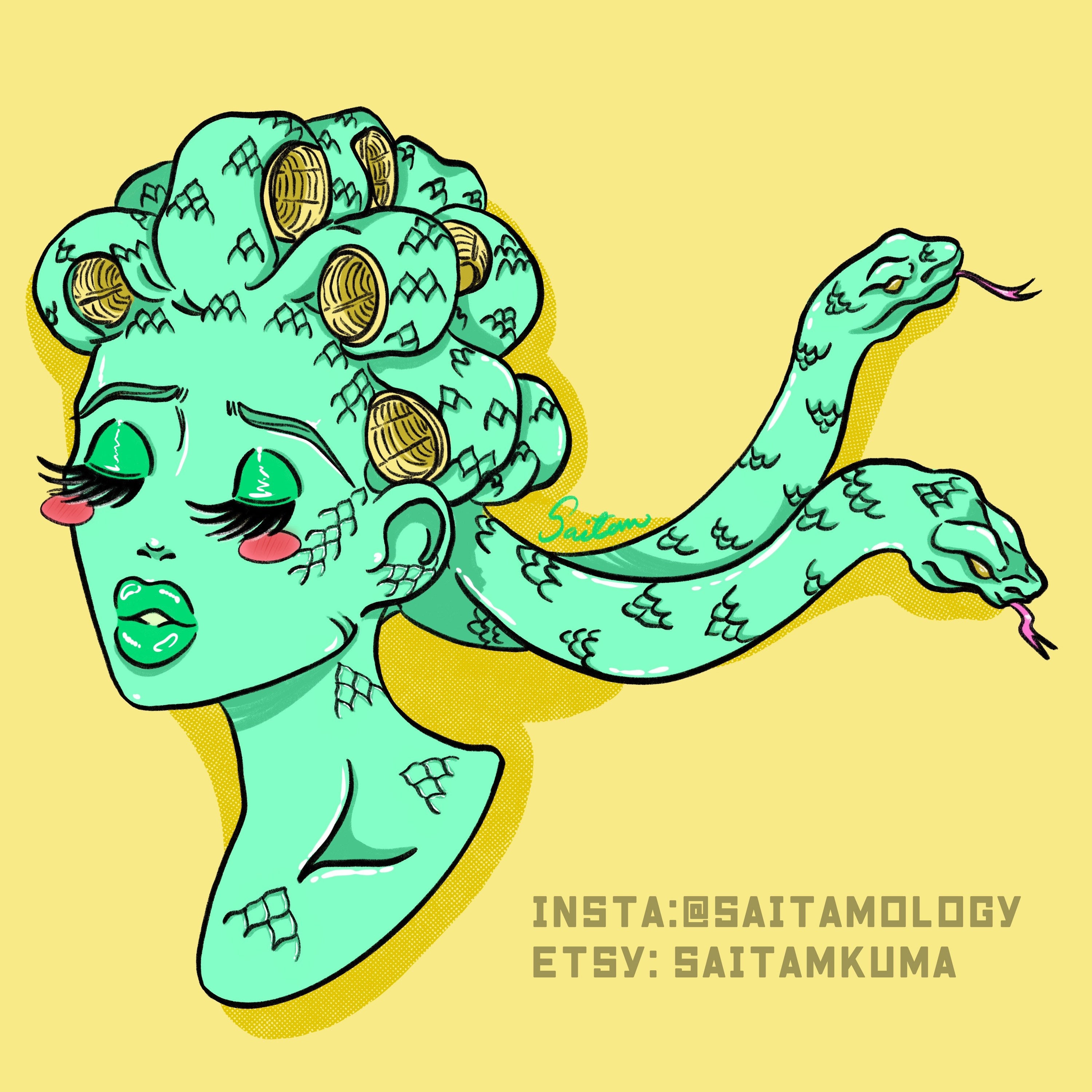 Kawaii Medusa Monster Cutie Print Etsy