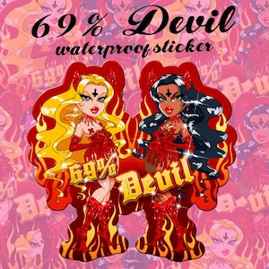 69% Devil Y2K fashion doll sticker