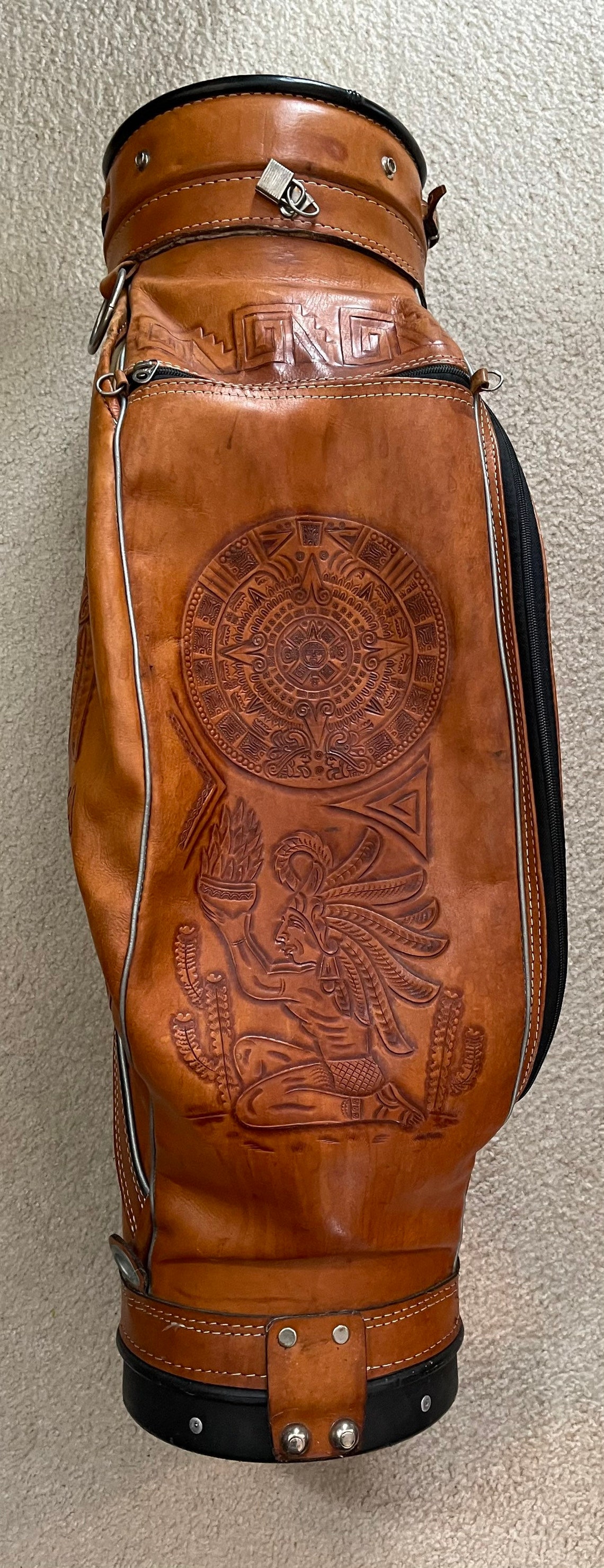 Vintage Hand Tooled Leather Golf Bag Etsy