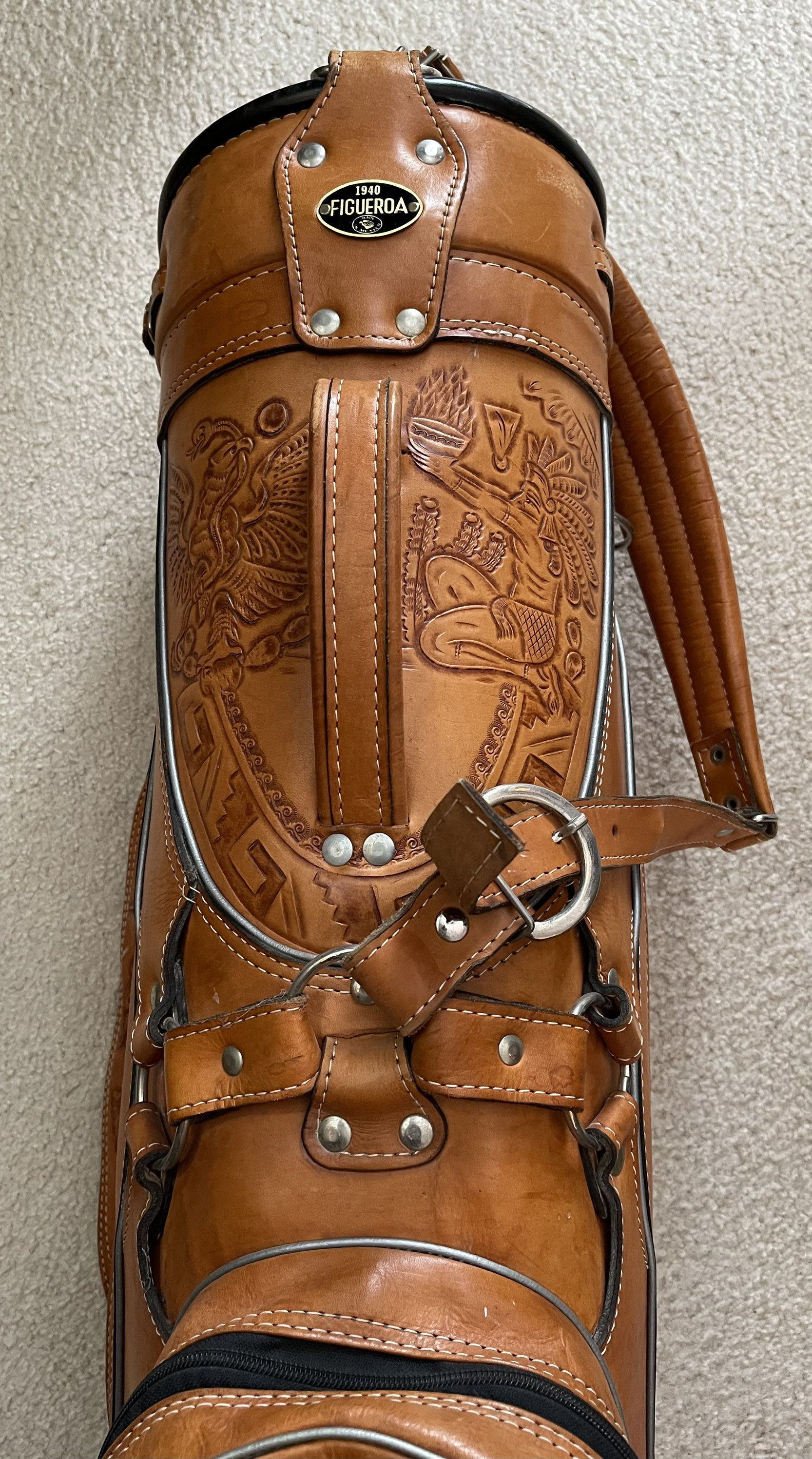 Vintage Hand Tooled Leather Golf Bag Etsy
