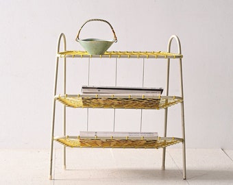 Vintage Metal and Yellow Rubber Magazine Rack | 1960s Retro Vibes