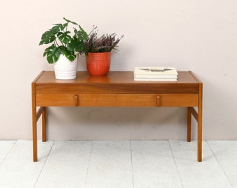 MidCentury Teak TV Stand with Drawers, Original 1960s Scandinavian Design Low Sideboard