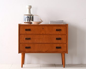 Vintage Teak Chest of Drawers with Wooden Handles