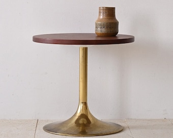 Vintage Round Leather and Metal Coffee Table