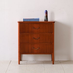 Vintage Mahogany Chest of Drawers with Metal Handles Mid-Century Scandinavian Design image 1