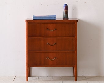 Vintage Mahogany Chest of Drawers with Metal Handles - Mid-Century Scandinavian Design