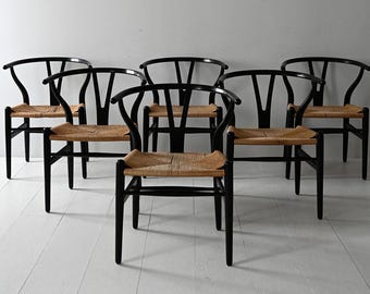 Set of 6 Hans Wegner CH24 Wishbone Chairs, 1950s Danish Vintage by Carl Hansen & Søn