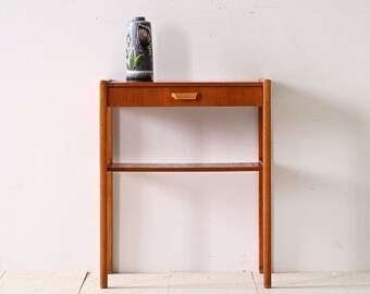 Mid-Century Scandinavian Charm: Vintage 60s Teak Bedside Table with Carved Handle