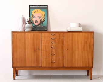 Scandinavian Highboard with Central Drawers - Vintage 1950s Design