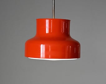 Vintage pomarańczowa lampa wisząca firmy Ateljé Lyktan, skandynawskie nowoczesne oświetlenie z połowy wieku