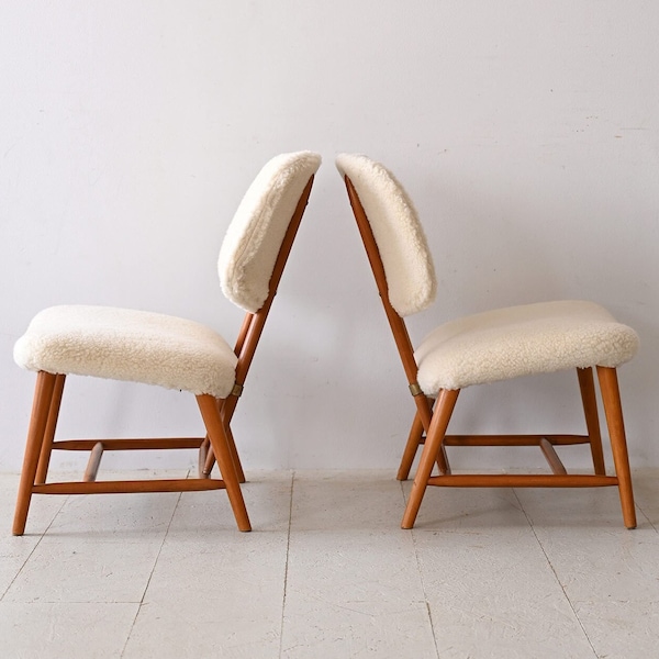 Pair of Vintage Alf Svensson Scandinavian Armchairs - Retro Nordic Lounge Chairs