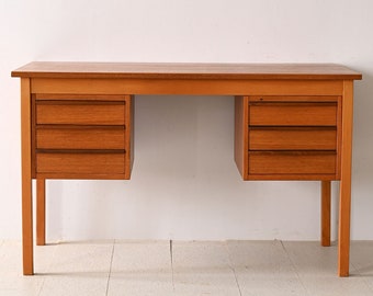 Vintage Teak Desk with Drawers - Classic Scandinavian Design